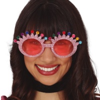 Gafas rosas con purpurina