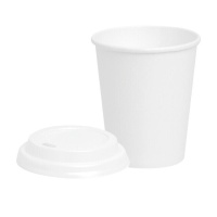 Vaso 350 ml de cartón (PLA) blanco con tapa - Honest Green - 25 unidades