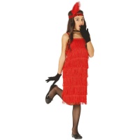 Disfraz de charleston rojo con pluma para niña