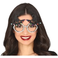 Gafas de bruja con sombreros y brillantes