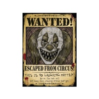 Cartel de Se Busca Payaso Asesino de 38 x 28 cm