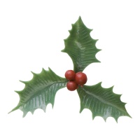 Topper para tarta de trébol de hojas de acebo de Navidad de 5 cm - Dekora - 72 unidades