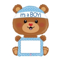 Globo silueta de bebé oso con mensaje y pizarra personalizable de 122 cm - Grabo