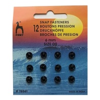 Botones de presión de 0,6 cm negro - Pony - 12 pares