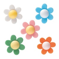 Obleas de flores de colores de 4 cm - Dekora - 120 unidades