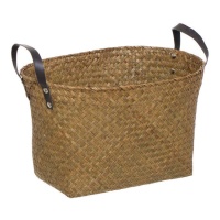 Revistero rafia oval natural de 40 x 28 x 26 cm