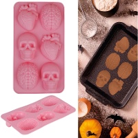 Molde de figuras de Halloween de silicona de 28 x 16 cm - 6 cavidades