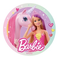 Oblea comestible de Barbie unicornio de 20 cm