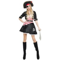 Disfraz de corsario pirata negro para mujer