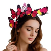 Diadema de mariposas rosas
