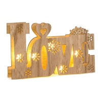 Letrero Love con flores troqueladas y luces led de 21 x 13 cm