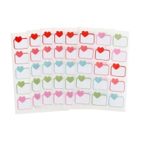 Pegatinas para escribir con corazones coloridos - 6 hojas