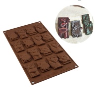 Molde de Animales del bosque para chocolate de silicona de 17 x 29,5 cm - Silikomart - 16 cavidades