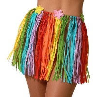 Falda hawaiana multicolor de 35 cm