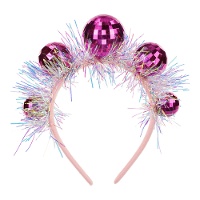 Diadema Disco rosa de 17,5 cm