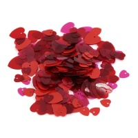 Lentejuelas de corazones rojos - 15 gr