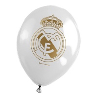 Globos de látex del Real Madrid con escudo dorado - 6 unidades