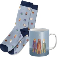 Set regalo de taza y calcetines de Navidad Reyes Magos