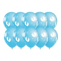 Globos de huella de bebé de 30 cm - 10 unidades