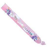 Banda de Feliz Cumpleaños Unicornio Iridiscente