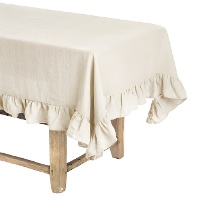 Mantel de 1,45 x 1,45 m de tela volantes natural