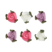 Figuras de azúcar de rosas con hojas - FunCakes - 16 unidades