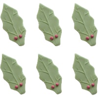 Figuras de azúcar de hoja acebo y bola roja - Dekora - 72 unidades
