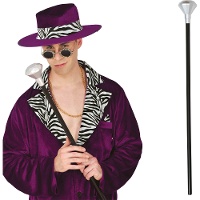 Bastón con pomo diamante plateado