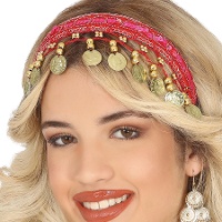 Diadema de zíngara de tela y monedas