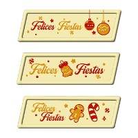 Letrero de chocolate blanco de Felices fiestas - 66 unidades