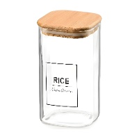 Tarro de 1,2 L de borosilicato con tapa de bambú Rice