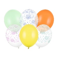 Globos de látex surtidos Confeti Pastel de 30 cm - PartyDeco - 6 unidades