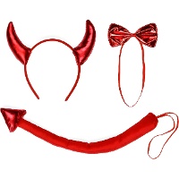 Conjunto de diablo con diadema, pajarita y cola - 3 piezas
