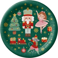Platos de 23 cm de Cascanueces navideño - 8 unidades