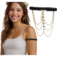 Brazalete con cadenas y piedras de colores