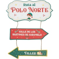 Cartel decorativo de elfo y señales del Polo Norte de 45 x 28 cm