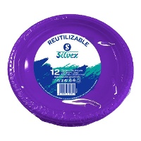 Platos de 23 cm de plástico de colores - 12 unidades