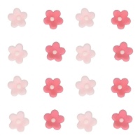 Figuras de azúcar de flor de margaritas de tonos rosados de 1,4 cm - FunCakes - 64 unidades