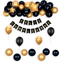 Guirnalda de globos y banderines de Feliz Cumpleaños metalizado - 41 unidades