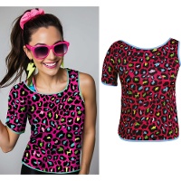 Camiseta de leopardo años 80 para mujer