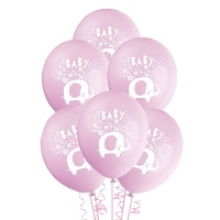 Globos de látex Blue Elephant Floral de 30 cm - Unique - 8 unidades