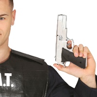 Pistola de policía plateada - 21 cm