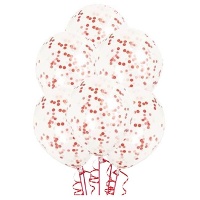 Globos de látex transparentes con confetti de 30 cm - Qualatex - 6 unidades