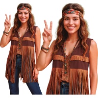 Chaleco de flecos estilo hippie para adulto
