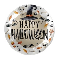 Globo de Happy Halloween de sombrero de bruja de 43 cm - Premioloon