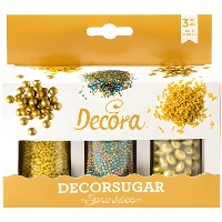 Kit de sprinkles surtidos dorado y multicolor - 85 gr