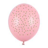 Globos de látex pastel con topos dorados de 30 cm - PartyDeco - 6 unidades