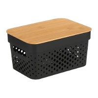 Caja de 26 x 17,5 x 12,5 cm perforada con tapa de bambú - 1 unidad
