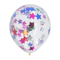 Globos de látex con confetti de estrellas de 30 cm - Folat - 4 unidades