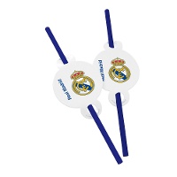 Pajitas de Real Madrid azul y blanco - 6 unidades